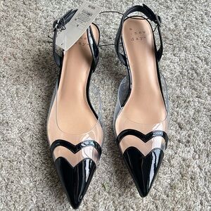 A New Day Black and Clear Pointed Toe Heels